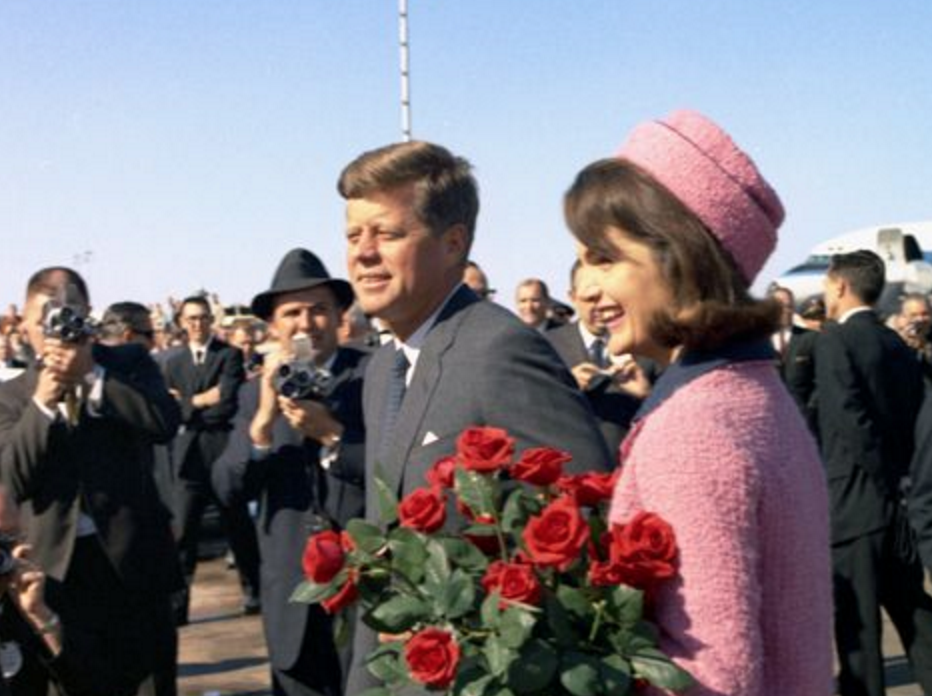 JFK and Jackie Kennedy arrive in Dallas,